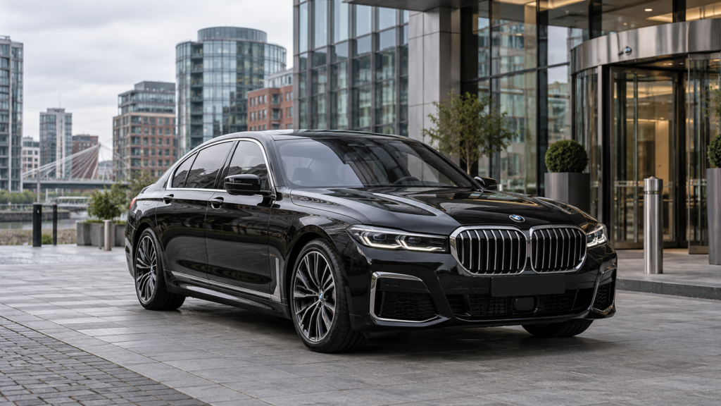 Illustrative BMW luxury saloon for chauffeur travel